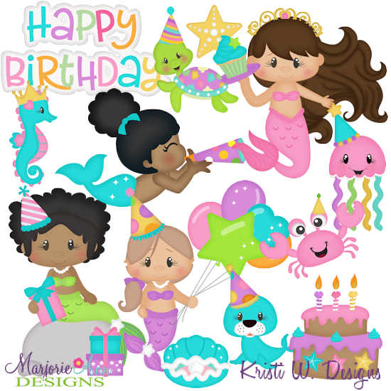 Mermaid Birthday Exclusive SVG Cutting Files + Clipart - Click Image to Close